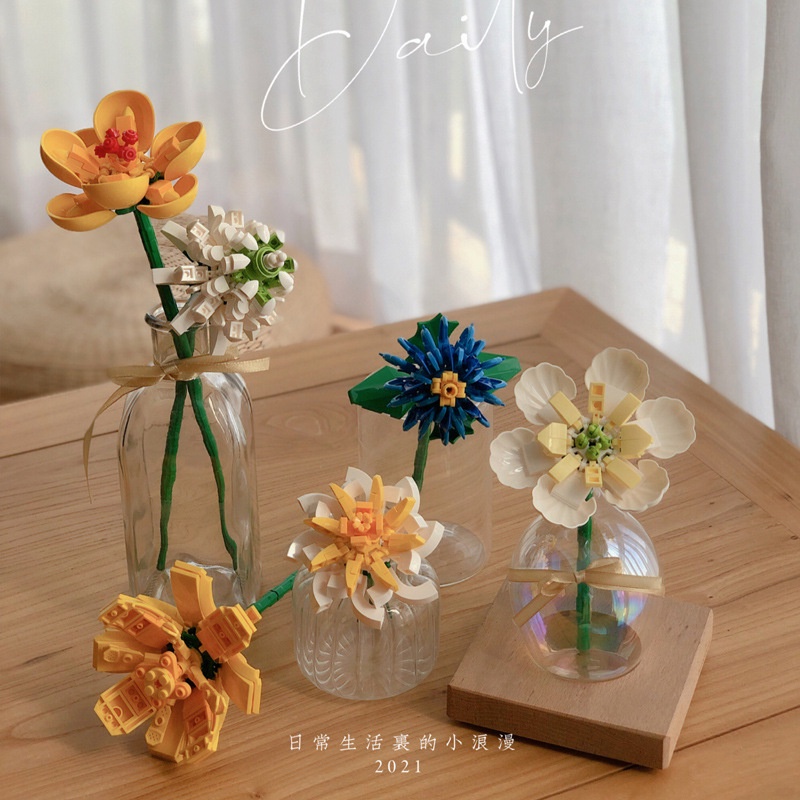 Không Bao Giờ Phai Màu Lãng Mạn Hoa Tương Thích Khối Xây Dựng Chậu Cây Trang Trí Hoa DIY Đồ Chơi Sáng Tạo Cho Bé Gái Và Trẻ Em Quà Tặng