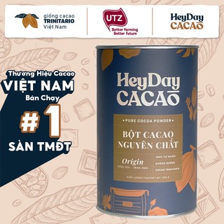 Bột cacao nguyên chất không đường Heyday Cacao - Thượng Hạng 24% Bơ Cacao - Lon Giấy 200g