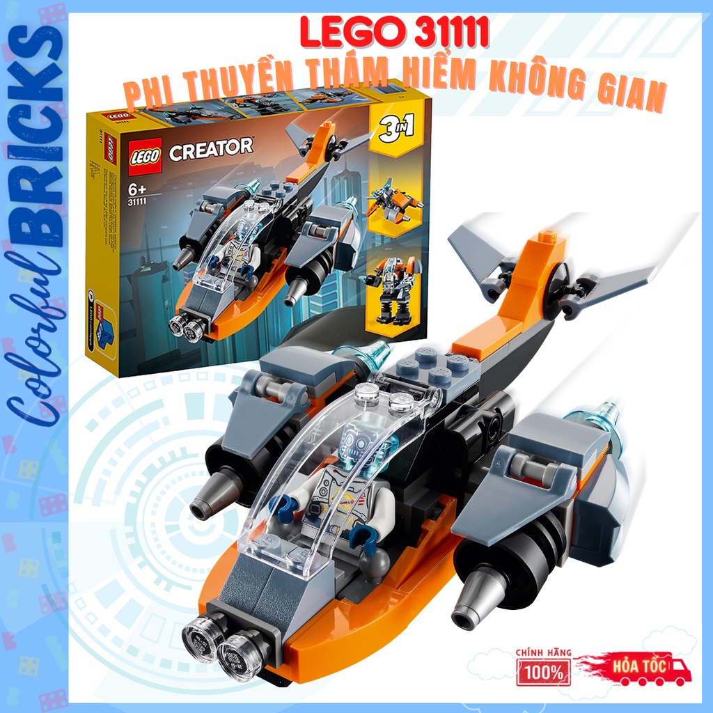 Lego 31111 - Phi thuyền thám hiểm không gian - Cyber Drone - Lego Creator 3in1 Chính hãng