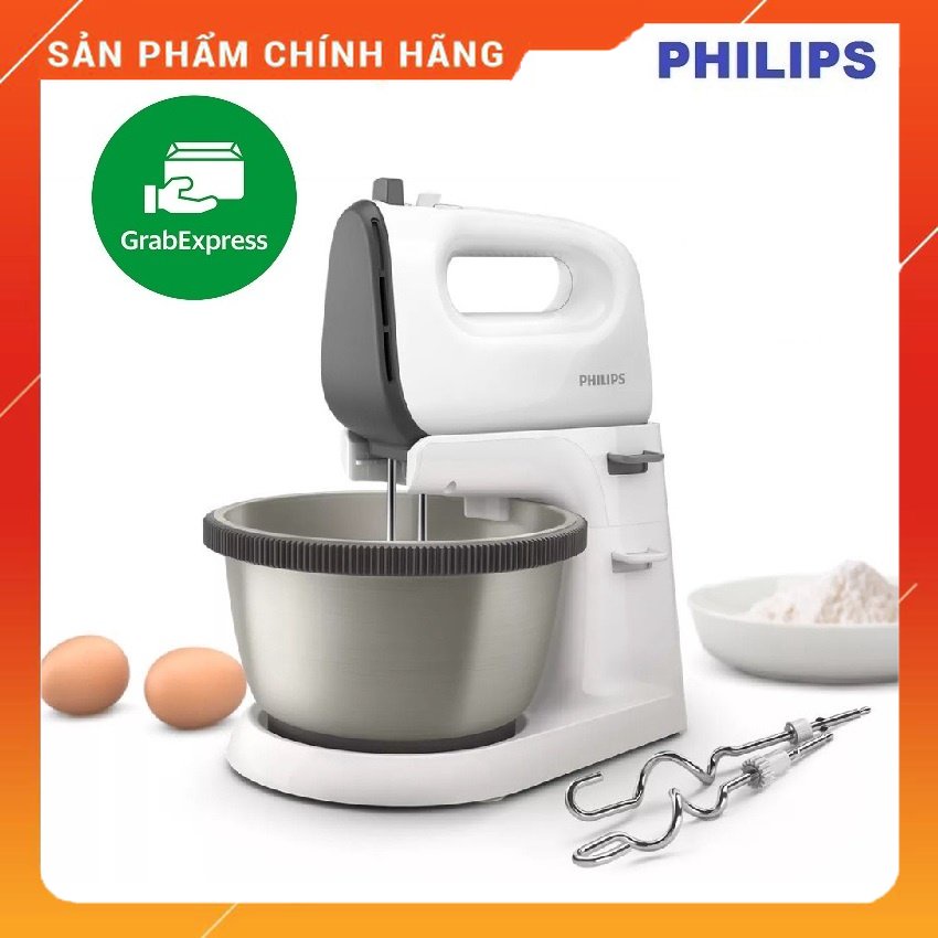 Máy đánh trứng để bàn Philips HR3750 (Tô nhựa) - Hàng Chính Hãng (Bảo Hành 2 Năm Toàn Quốc)