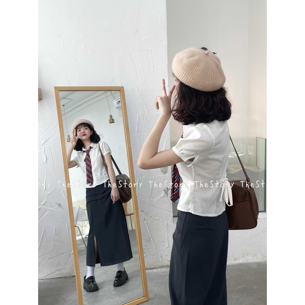 Chân váy dài nhún 1 bên  CV352