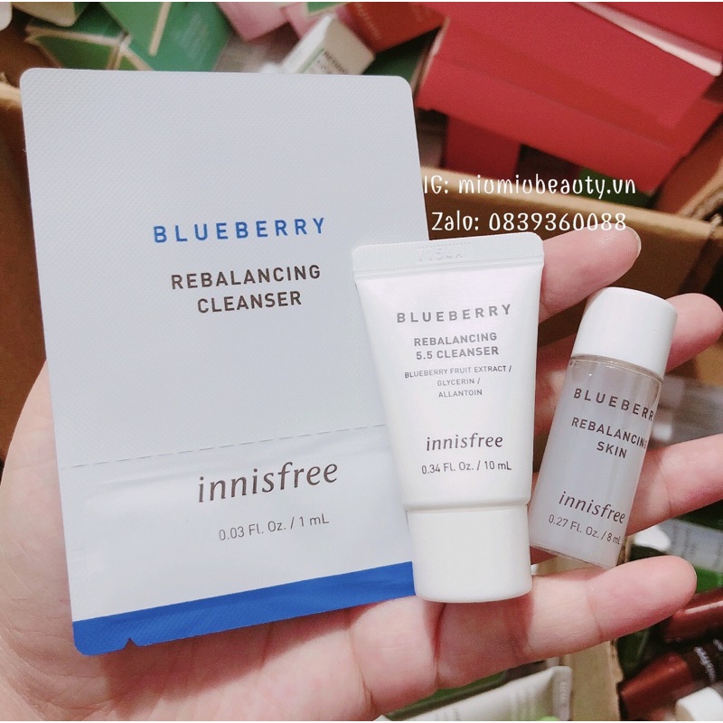 Sữa Rửa Mặt/Nước Hoa Hồng Innisfree Blueberry Rebalancing 5.5 Cleanser/Skin