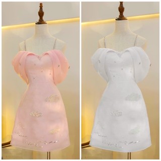SẴN KHO - Đầm dự tiệc TRIPBLE T DRESS dáng A voan kính kết đá - size S/M/L - MS265Y