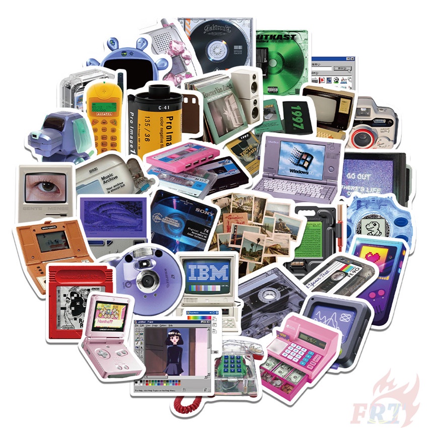 Bộ 100 Cái ❉ Sticker Dán Trang Trí Phong Cách Retro Độc Đáo ❉ Sticker Dán Tường Chống Thấm Nước Họa Tiết Doodle Hợp Thời Trang