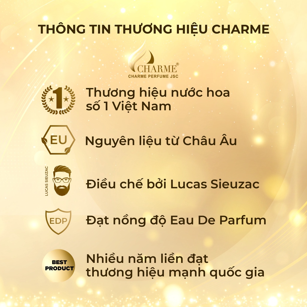 Nước hoa nữ cao cấp, Charme Grand, lưu hương lâu, hương hoa cỏ nhẹ nhàng, nữ tính, 100ml