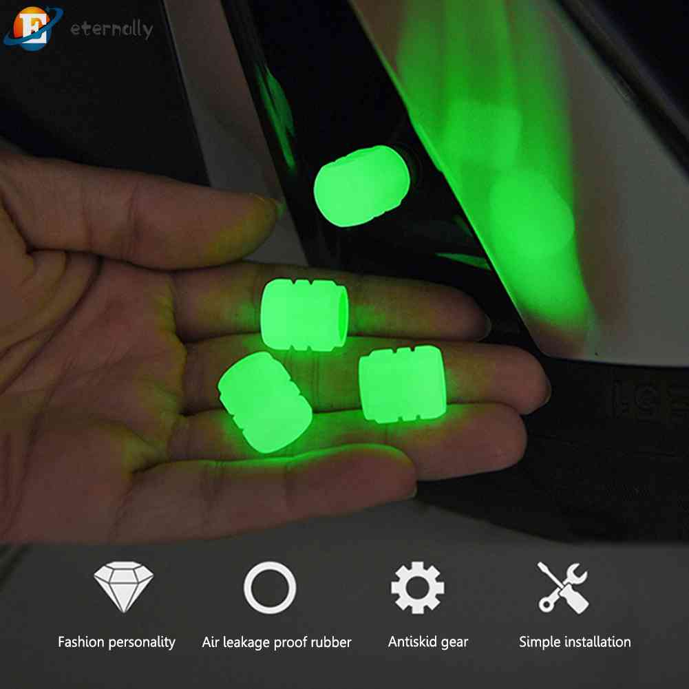 Set 4 Vỏ Bọc Van Schrader Dạ Quang Cho Xe Máy / Xe Đạp