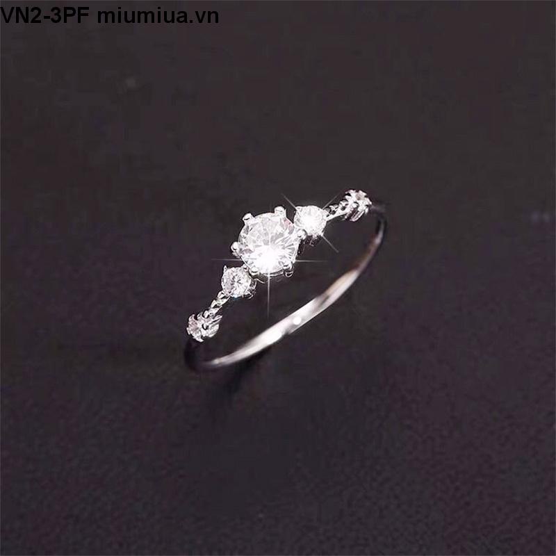 Nhẫn Hở Mạ Bạc 925 Đính Đá Zircon Phong Cách Hàn Quốc Cho Nữ