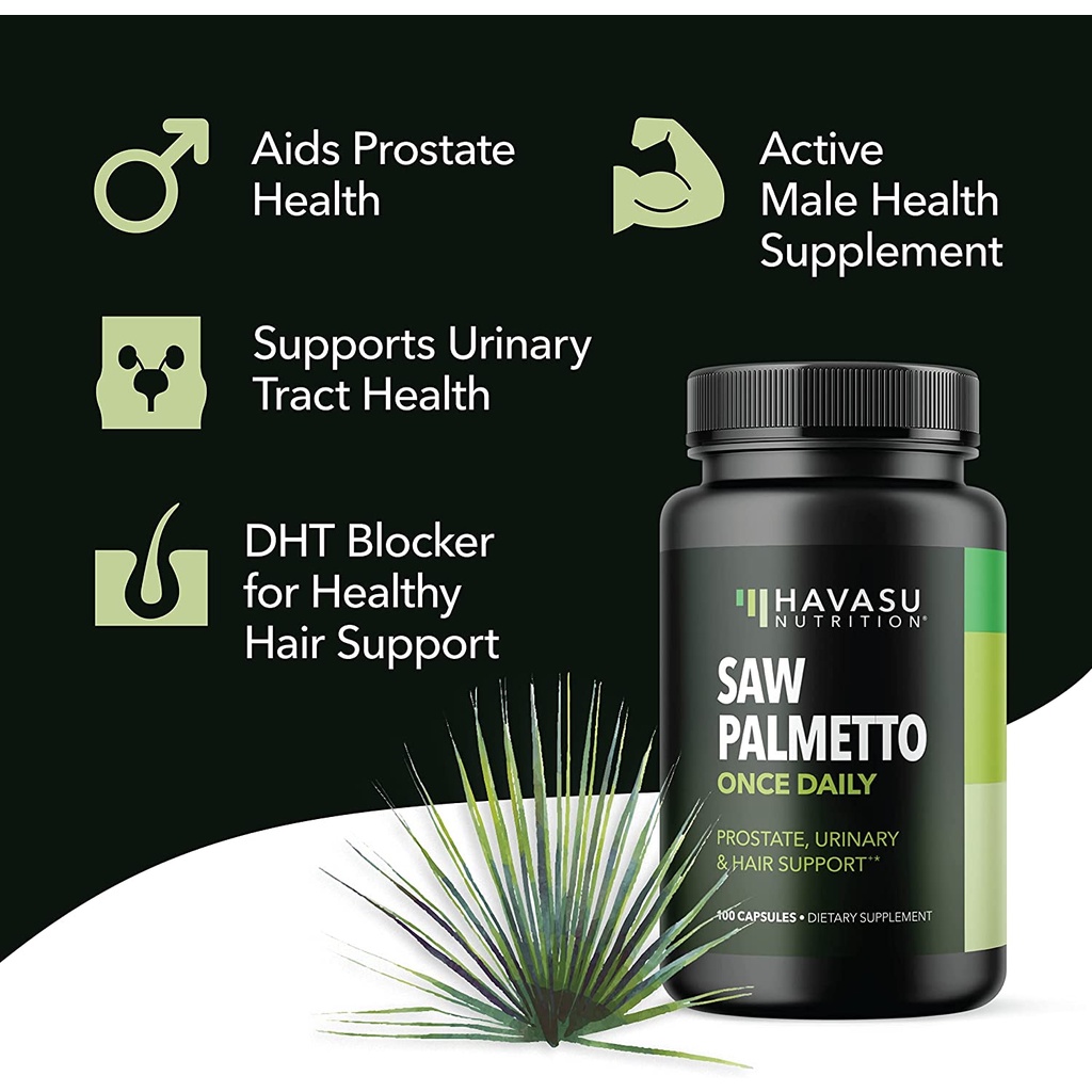 Saw Palmetto bán chạy nhất thế giới HAVASU hỗ trợ tuyến tiền liệt, hói đầu : 500mg 100 viên