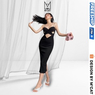 Đầm thun gân ôm body Heart dress màu đen cúp ngực thiết kế của M’CAT