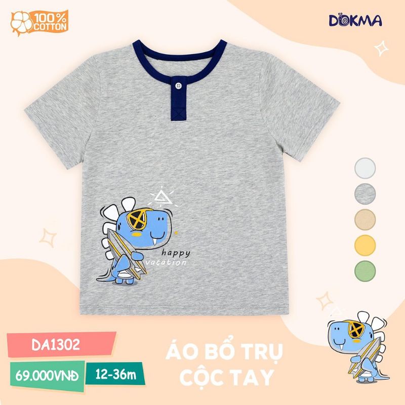 Áo cộc tay cổ tròn bé trai Dokma 9-36M mã DA1302, DA2175