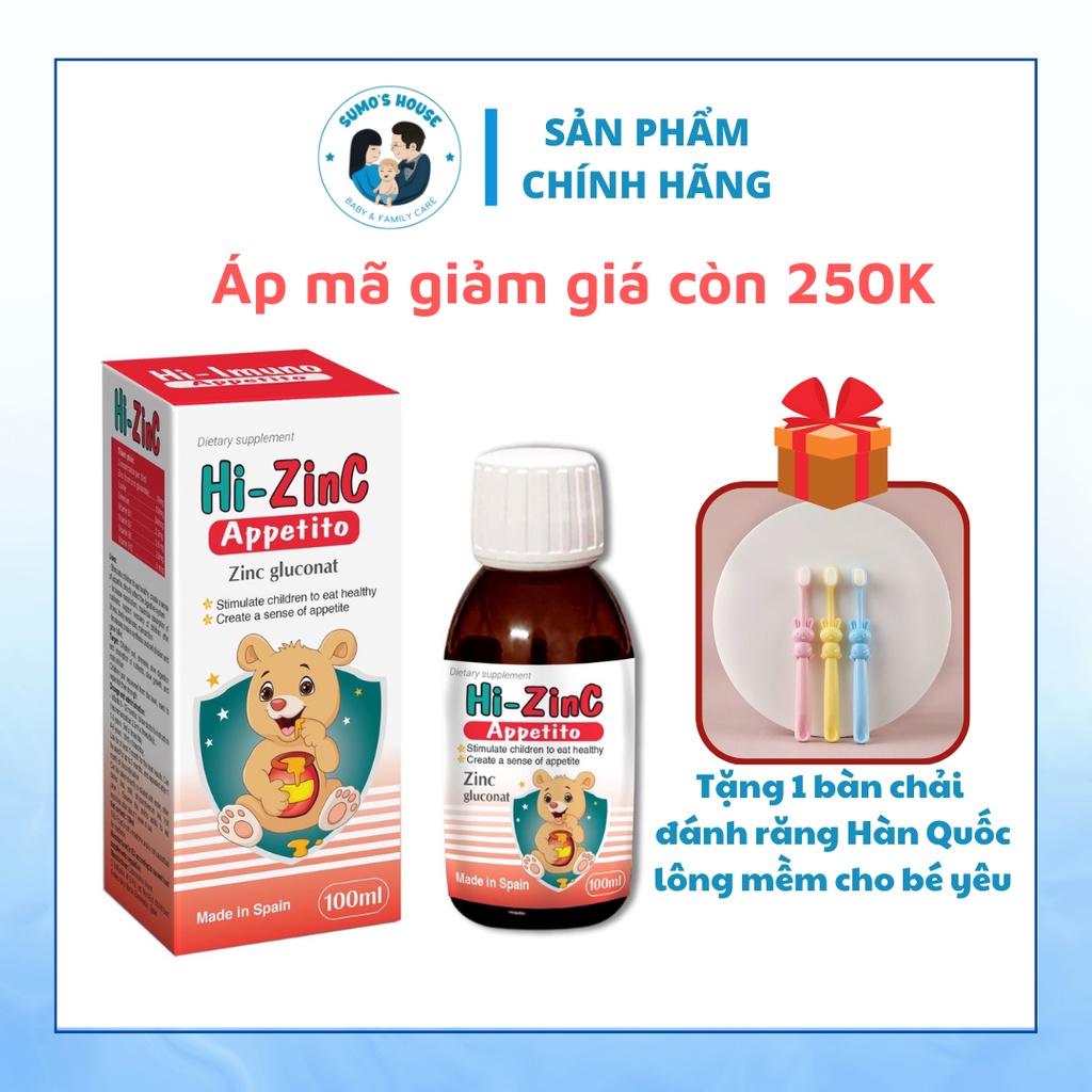 Siro Kẽm Hi ZinC 100ml, hỗ trợ tiêu hóa, giúp trẻ ăn ngon, tăng cường miễn dịch - Nhập khẩu từ Tây Ban Nha