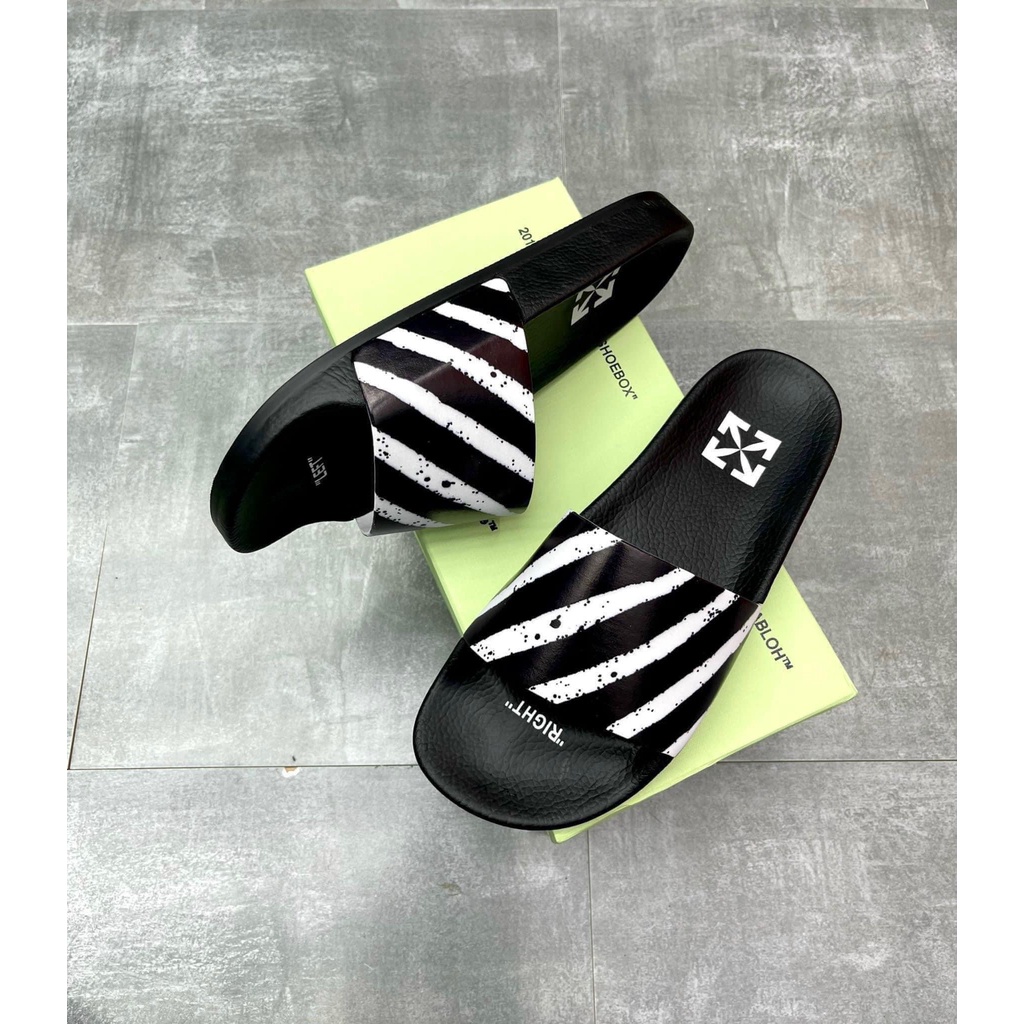 🔥HÀNG Quảng Châu🔥Dép HƯỞNG ĐÁ ,dép quai ngang off white nam nữ màu đen siêu đẹp