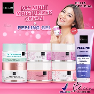 Image of ❤ BELIA ❤ SCARLETT Whitening Day Night Cream Series | Moisturizer | Peeling | Glowing Mencerahkan | Krim Wajah | Pelembab Wajah | BPOM