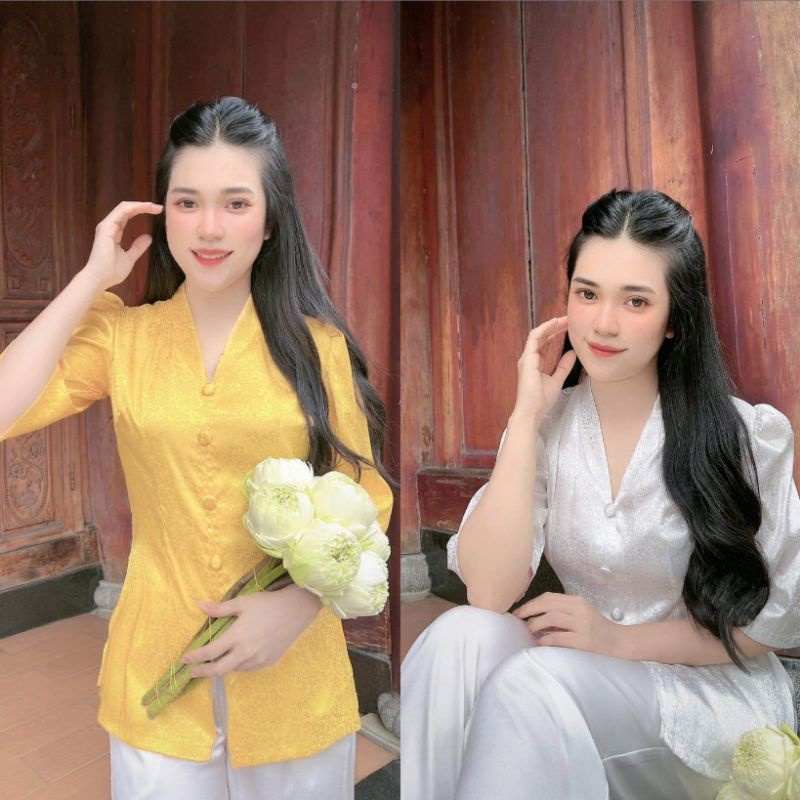 ĐỒ LAM ĐI CHÙA MẪU NỮ BA LAI TIM LỤA GẤM