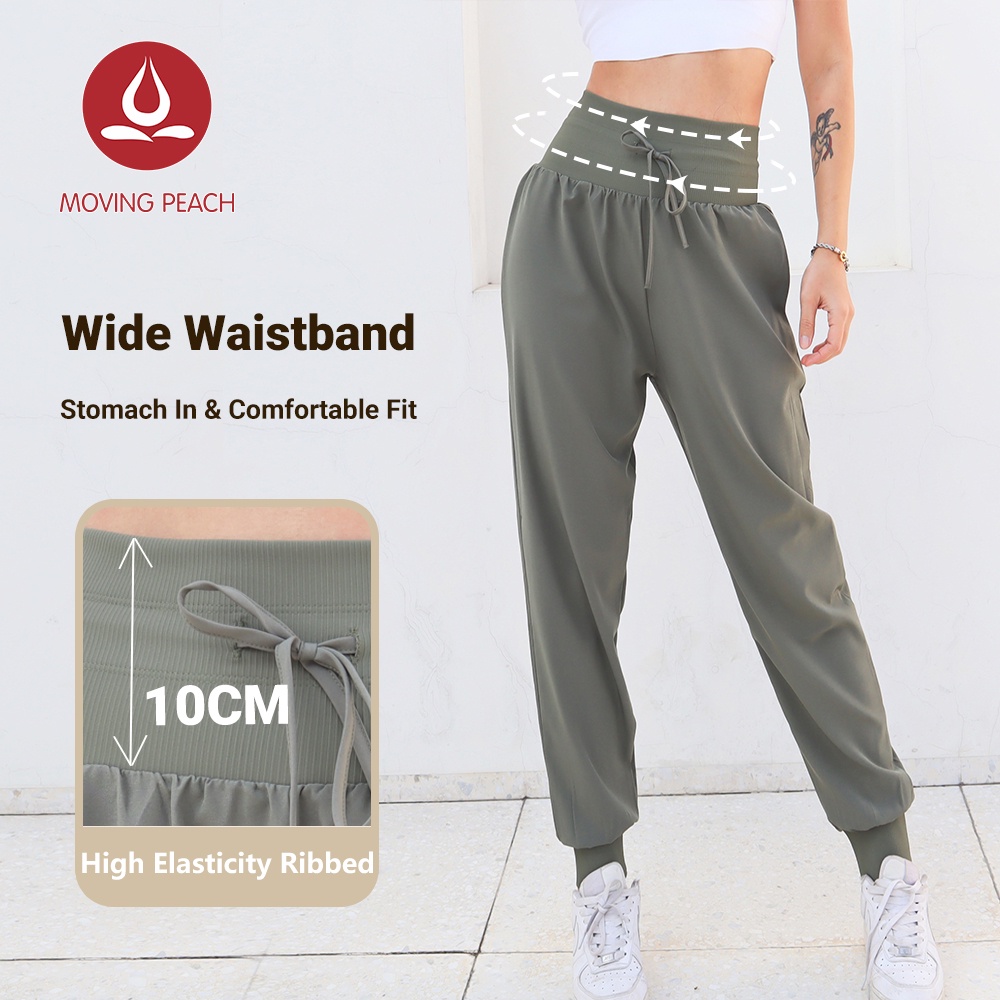 MOVING PEACH Quần Jogger Thể Thao Lưng Cao In Họa Tiết Quả Đào Có Size S-XL Cho Nữ DLD