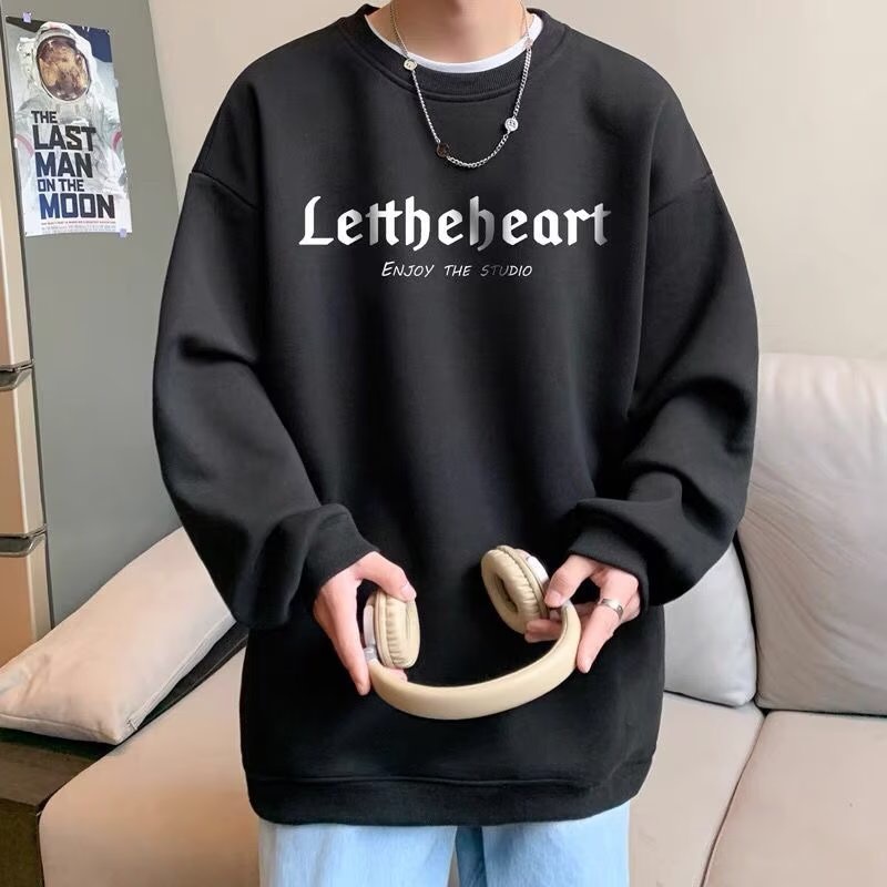 Áo sweater Cổ Tròn In Chữ Phong Cách hip hop Đường Phố Hàn Quốc Cỡ Lớn M-5XL Cho Nam