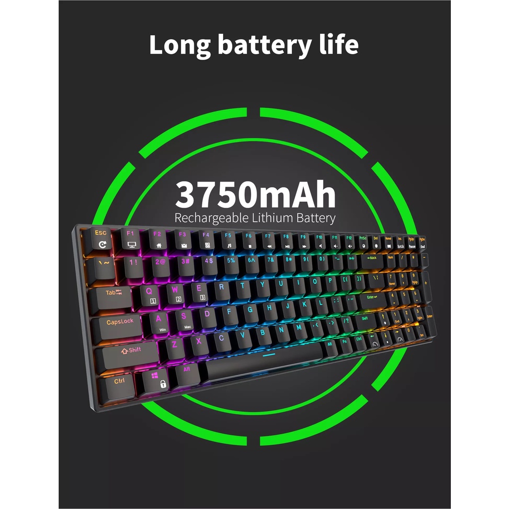 Bàn phím cơ không dây RK100 | Hotswap | RGB | 3-Modes