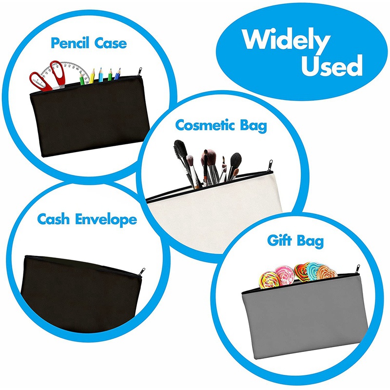 Túi Đựng Bút Bằng Vải Canvas Cotton Trơn Có Khóa Kéo DIY