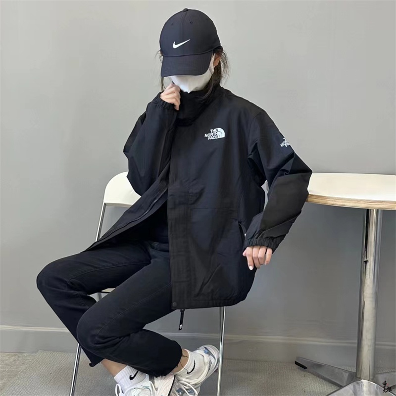 Áo Khoác Gió Thêu Logo The North Face Phối Khóa Kéo Chống Thấm Nước Thời Trang Cho Cặp Đôi