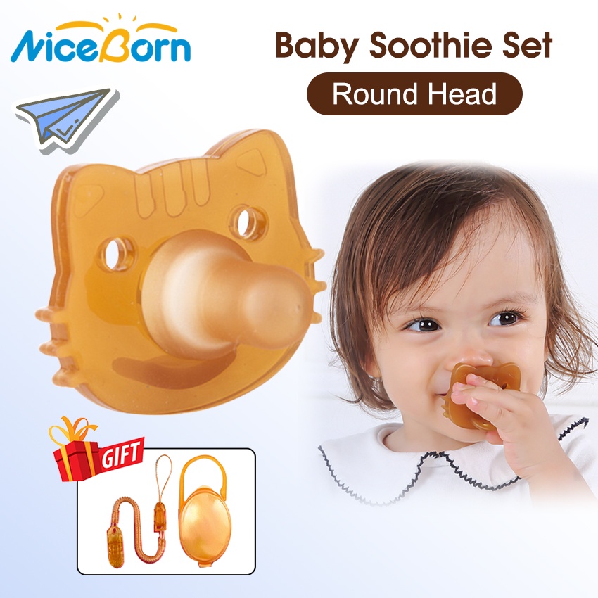 Niceborn Núm Ti Giả Ngậm Mọc Răng Bằng Silicon Mềm Kèm Hộp Đựng Kẹp Tiện Dụng Cho Bé Sơ Sinh