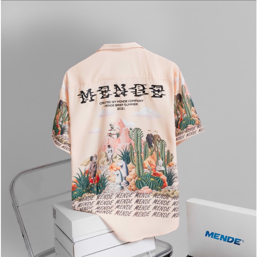 Peace Island - Áo sơ mi nam tay ngắn MENDE vải lụa