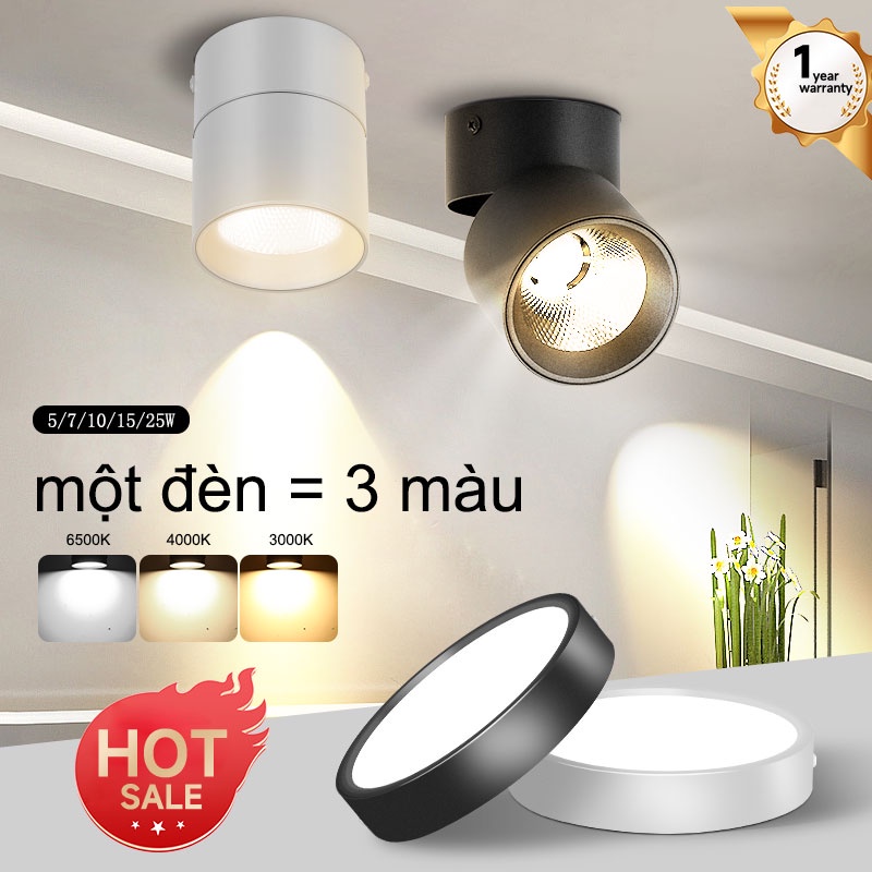 Đèn Âm Trần 3 màu Đèn Led Âm Trần đèn ốp trần Có thể gập lại 5/7/10/15/25W Đèn Trần Đèn LED Gắn Trần Siêu Sáng cho phòng khách Phòng ngủ