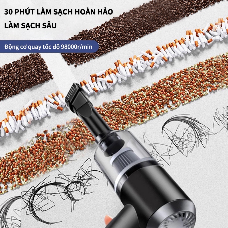 Máy Hút Bụi Cầm Tay Không Dây Siêu Mini EASYR Lực Hút Cực Mạnh 6000Pa, Công Suất 120W