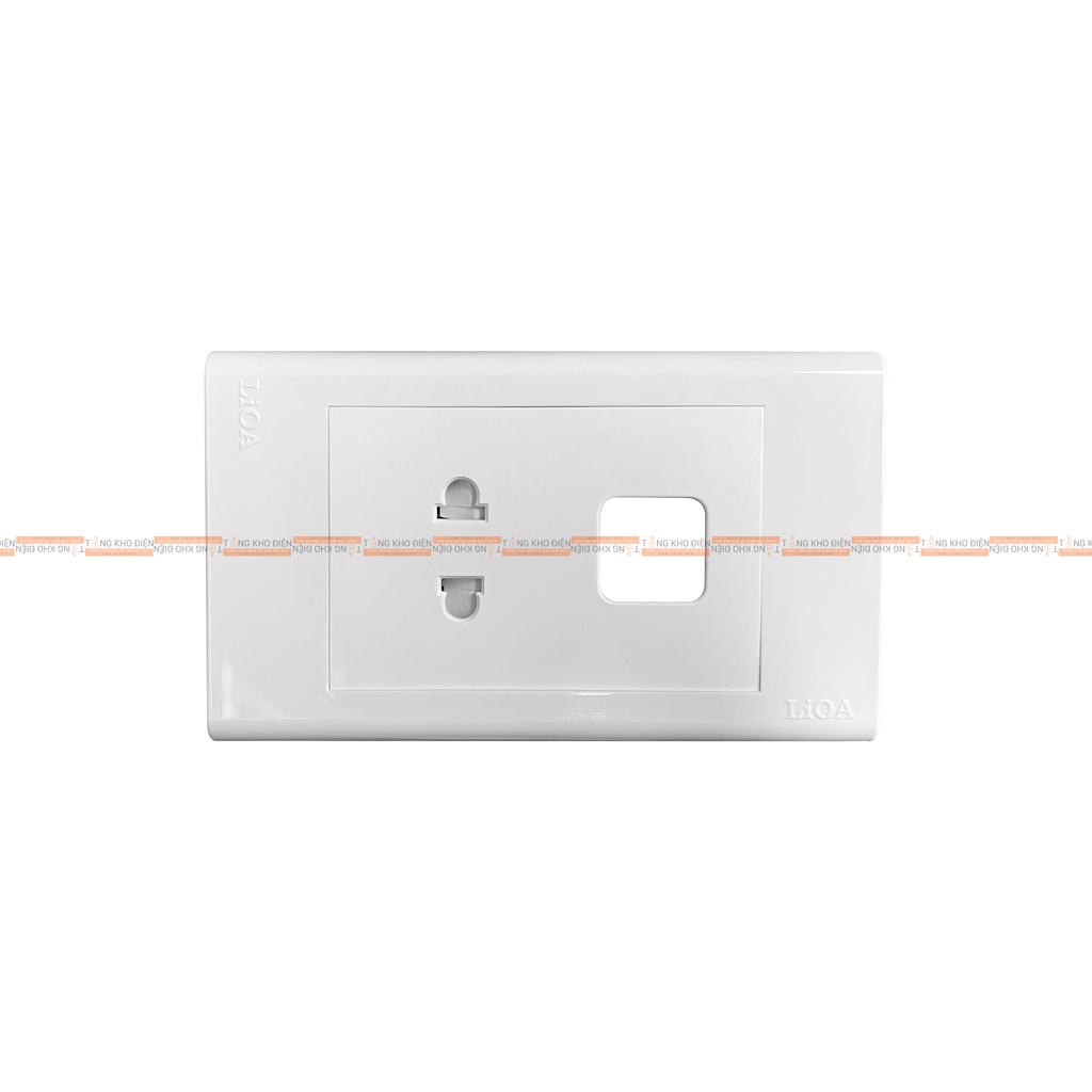Mặt 1 ổ cắm + 1 lỗ LiOA [CHÍNH HÃNG], Nhựa TRẮNG - Tiếp điểm ĐỒNG