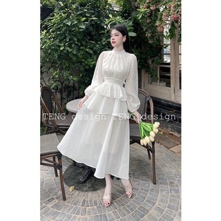Váy ren phối cổ tơ bèo