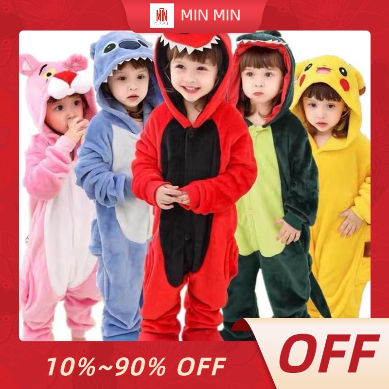 Bộ Đồ Ngủ Liền Thân Bằng Lông Cừu San Hô Dày Dặn In Hoạt Hình Khủng Long Cho Bé Trai / Bé Gái