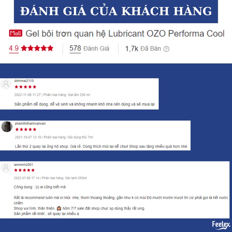 Gel bôi trơn quan hệ Feelex Lubricant OZO Performa Cool 250ml