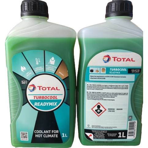 Nước làm mát Total TURBCOOL READYMIX - Bình 1L - Dung dịch màu xanh