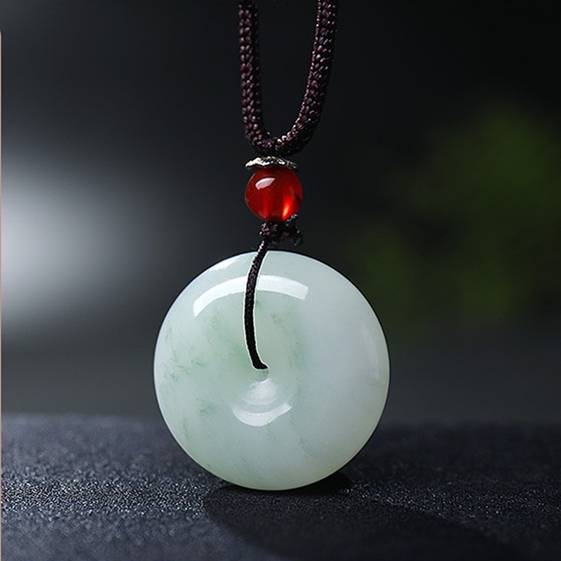 Mặt dây chuyền đá ngọc bích thạch anh màu xanh lá thời trang mới cho nam và nữ