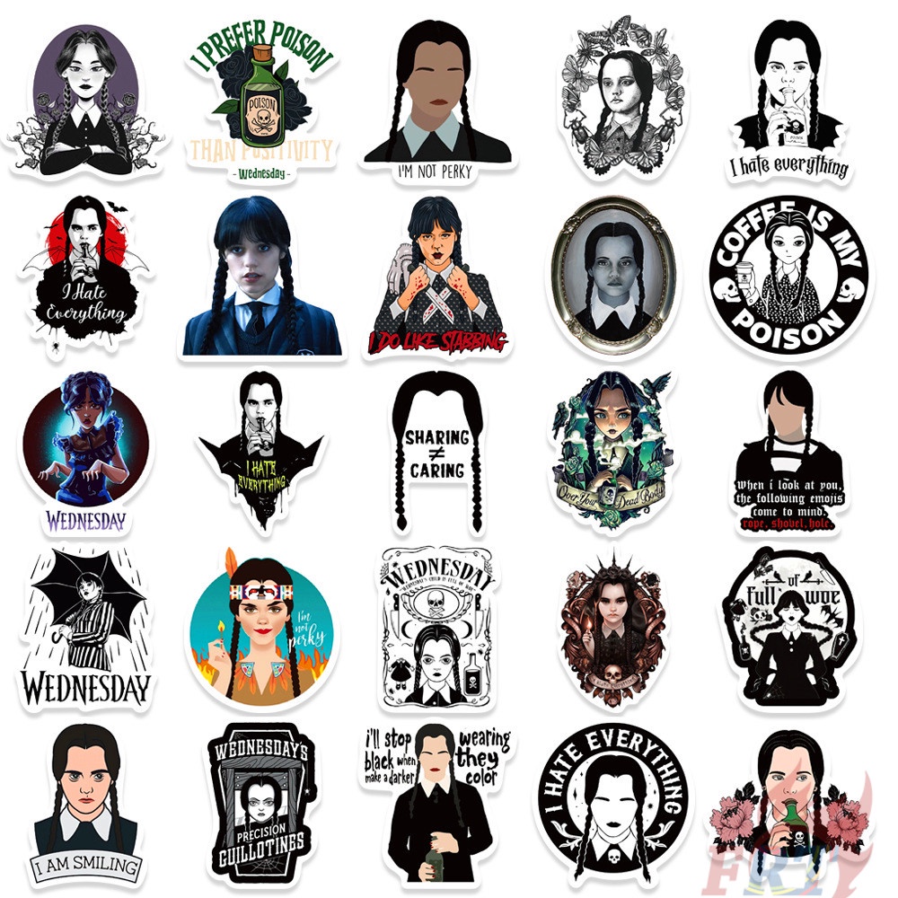 Set 120 / 120 Món Đồ Chơi Chất Lượng Cao ❉ Nhãn Dán Dòng Addams Thứ Tư ❉ Miếng Dán Đề Can Chống Thấm Nước Vẽ Nguệch Ng