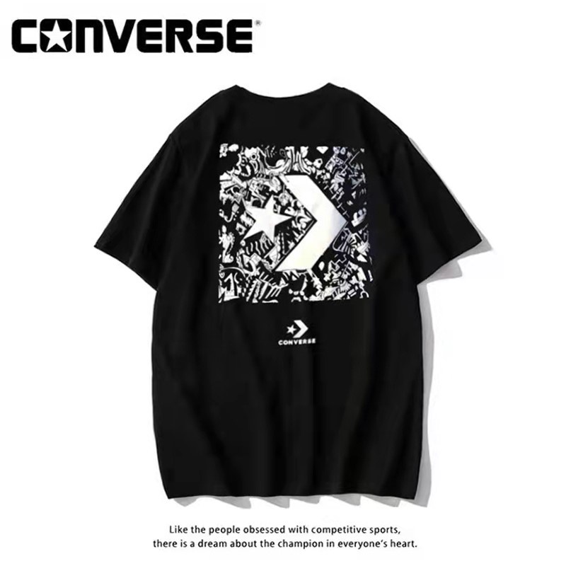 Áo Thun Cotton Converse Tay Ngắn Cổ Tròn Dáng Rộng Thời Trang Mùa Hè Cho Cặp Đôi