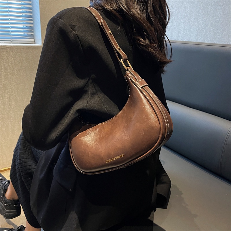 Túi Đeo JASMIN NOIR Chéo Da PU Hình Bán Nguyệt Đơn Giản Cho Nữ