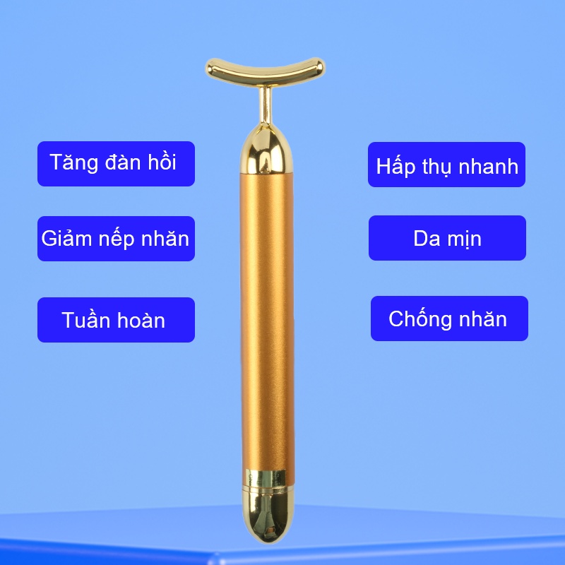 Máy Massage Nâng Cơ Dạng Que Lăn Mạ Vàng 24K Có Tốc Độ Rung Lên Tới 6000 Lần Một Phút Sử Dụng Pin