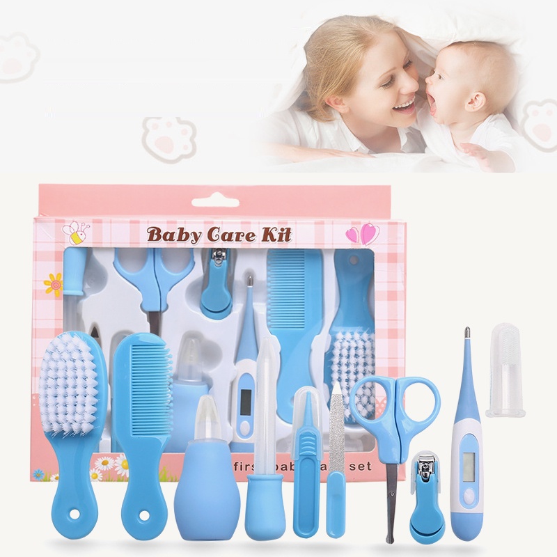 10PCS /lắp đặt Bộ vệ sinh em bé Kit Nail Scissors Clipper Portable Infant Healthcare Tools set for Toddler Gift