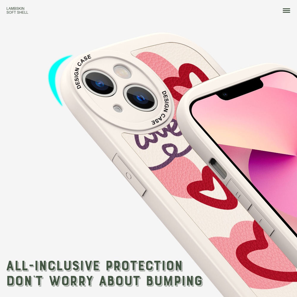 Xiaomi Redmi Note 10 10S 9 9S 8 7 Pro 5G Cho Ốp lưng điện thoại In Hình Lambskin Flowers Love Heart