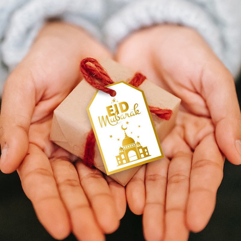 Set 48 Thẻ Giấy Treo Hộp Món Tráng Miệng Kèm Dây Thừng In Họa Tiết Eid al Fitr DIY Trang Trí Lễ Hội