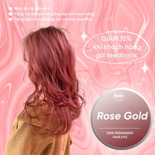 (Tặng Bodymist) Combo nhuộm tóc màu Rose Gold / màu hồng đào ánh vàng (kèm trợ nhuộm, găng tay)