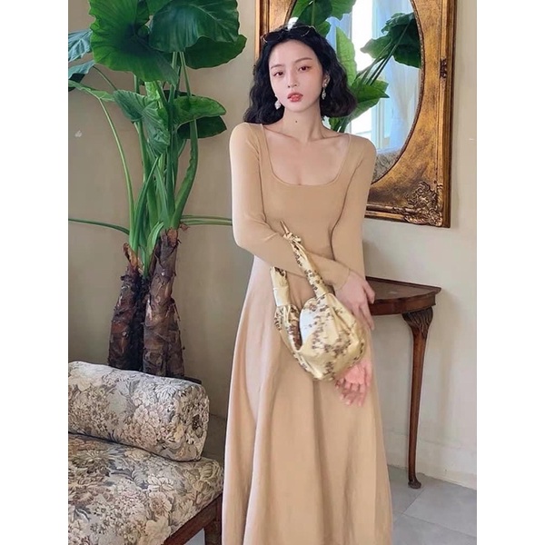 Váy maxi trơn cổ vuông siêu xinh đủ 3màu