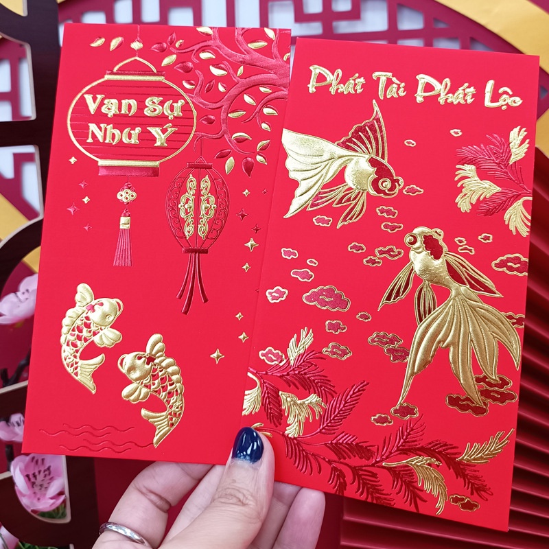 Bao lì xì tết - phong bao lì xì 2023 chữ nổi in 3D siêu sang trọng