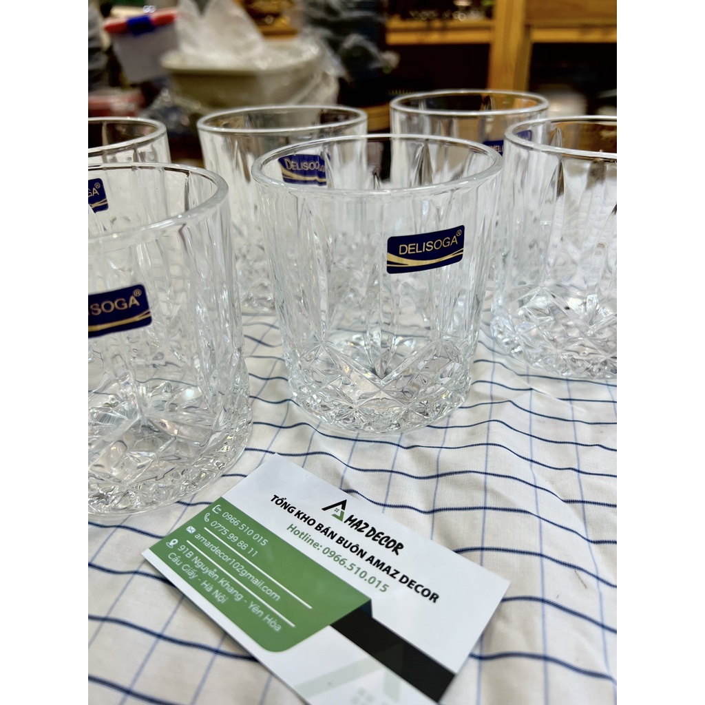 SALE shock Bộ 6 cốc thủy tinh pha lê uống trà uống rượu mạnh đẹp DSKB036-2 218ml