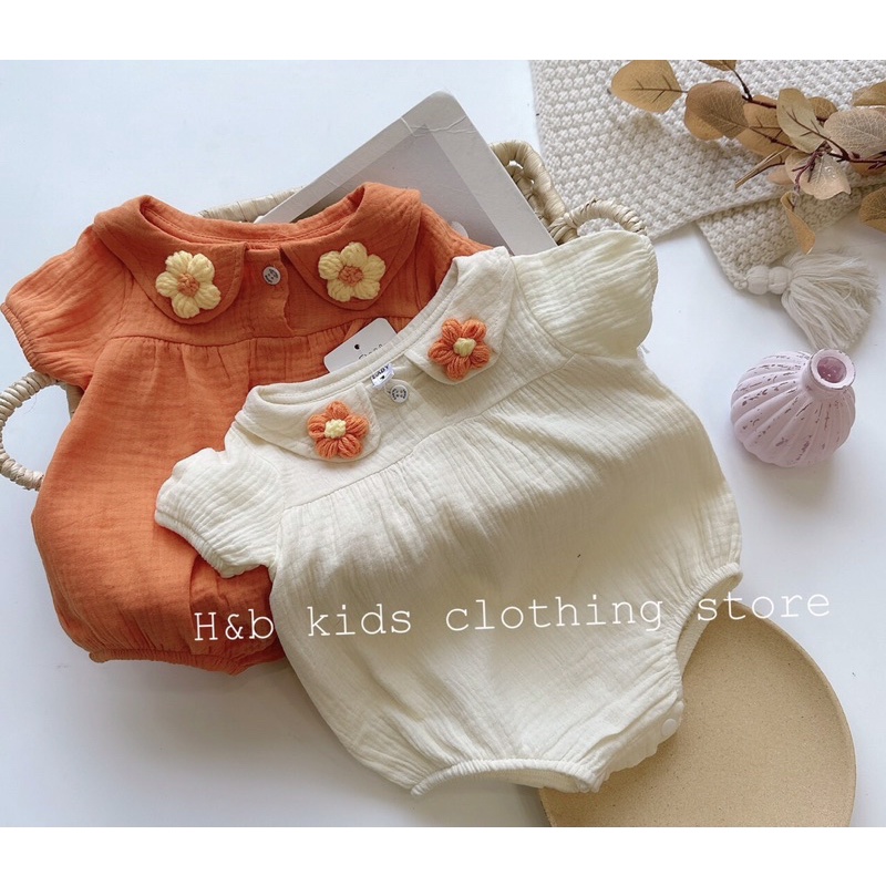 Body đính hoa xinh xắn cho bé gái chất vải xô muslin cực kỳ mềm mại thoáng mát