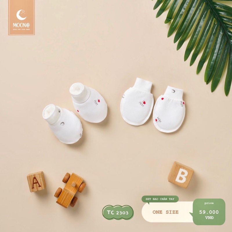 Moon - Mũ và bao tay chân cho bé sơ sinh Hãng MOON Chất Petit Mềm Mịn