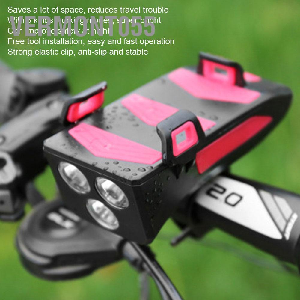 Vermont055 FH‑5501 Giá đỡ điện thoại di động dành cho xe đạp Đèn pha Còi sạc Phụ kiện đi 4 trong 1