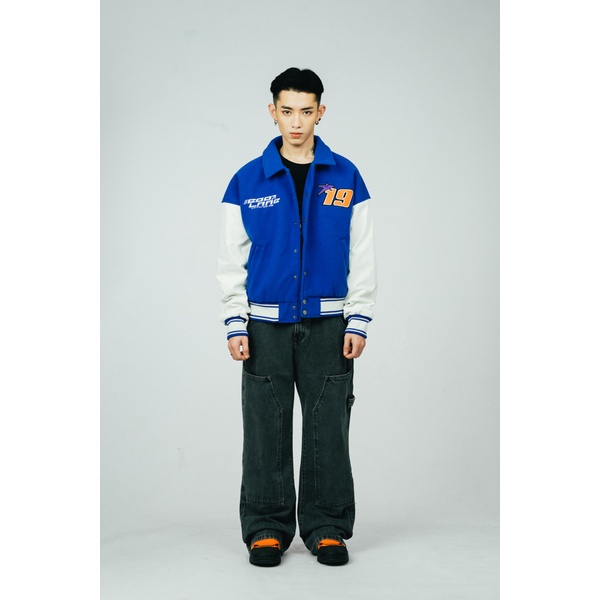 Áo Khoác Dạ Ép Unisex BOO Dáng Ngắn Varsity Phối Tay Da Infinitee 06 BOOLAAB