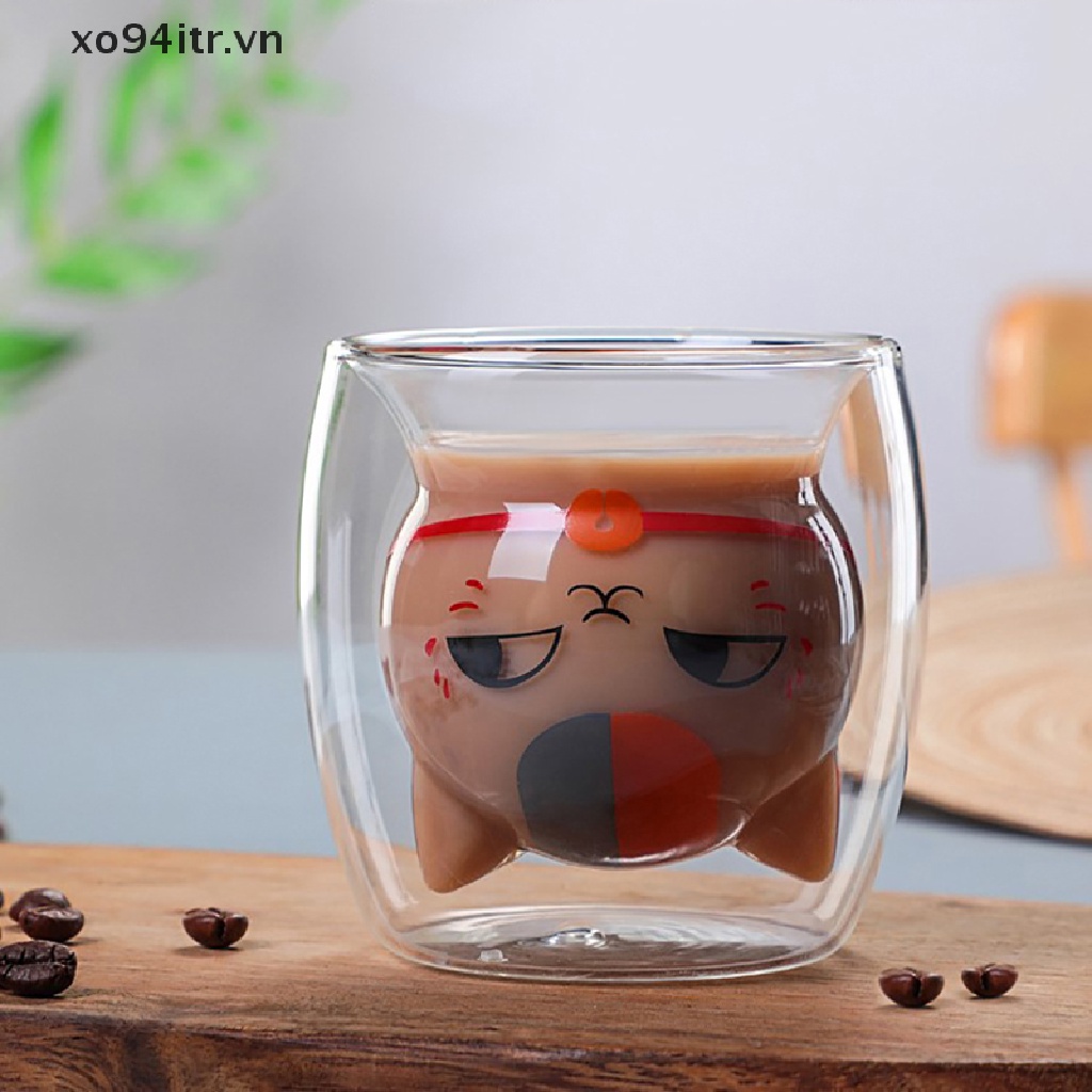 Cốc Thủy Tinh Hai Lớp Hai Lớp Hình Mèo Dễ Thương