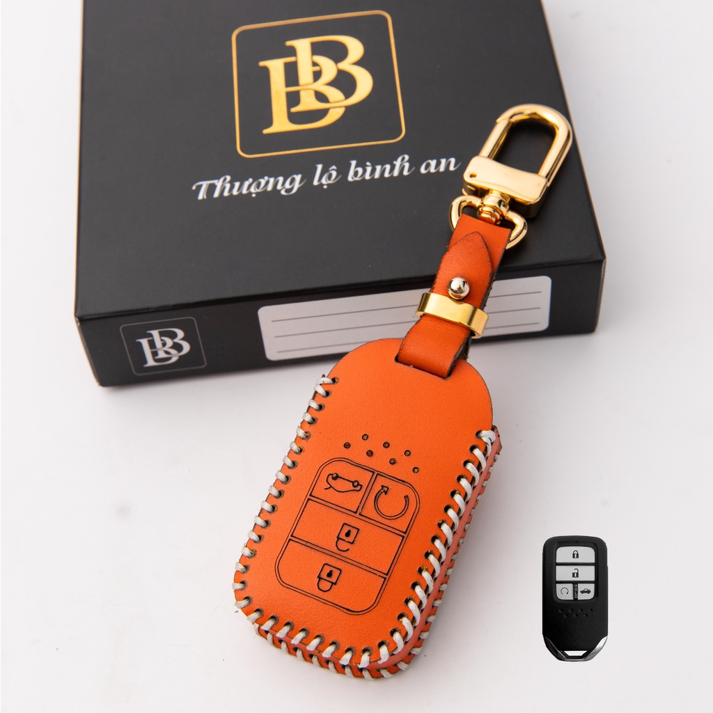 Bao da chìa khóa ô tô xe hơi BB honda city rs, civi chìa thông minh 4 nút da thật bảo vệ chìa khóa chống xước chính hãng